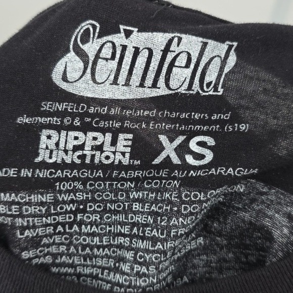 Seinfeld T Shirt The Show About Nothing Graphic Black Tee Unisex Size XS NWOT - Picture 4 of 4
